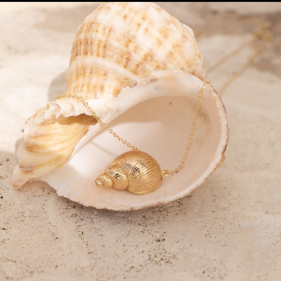 14k Gold Filled Shell Statement Necklace - Picture 4 of 4